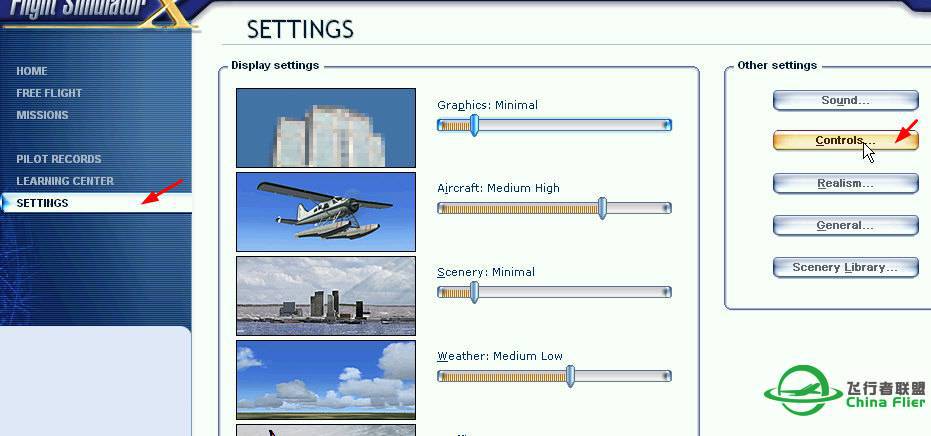 民航摇杆YOKE和脚舵在微软模拟飞行10（FSX）里设置方法-2000 