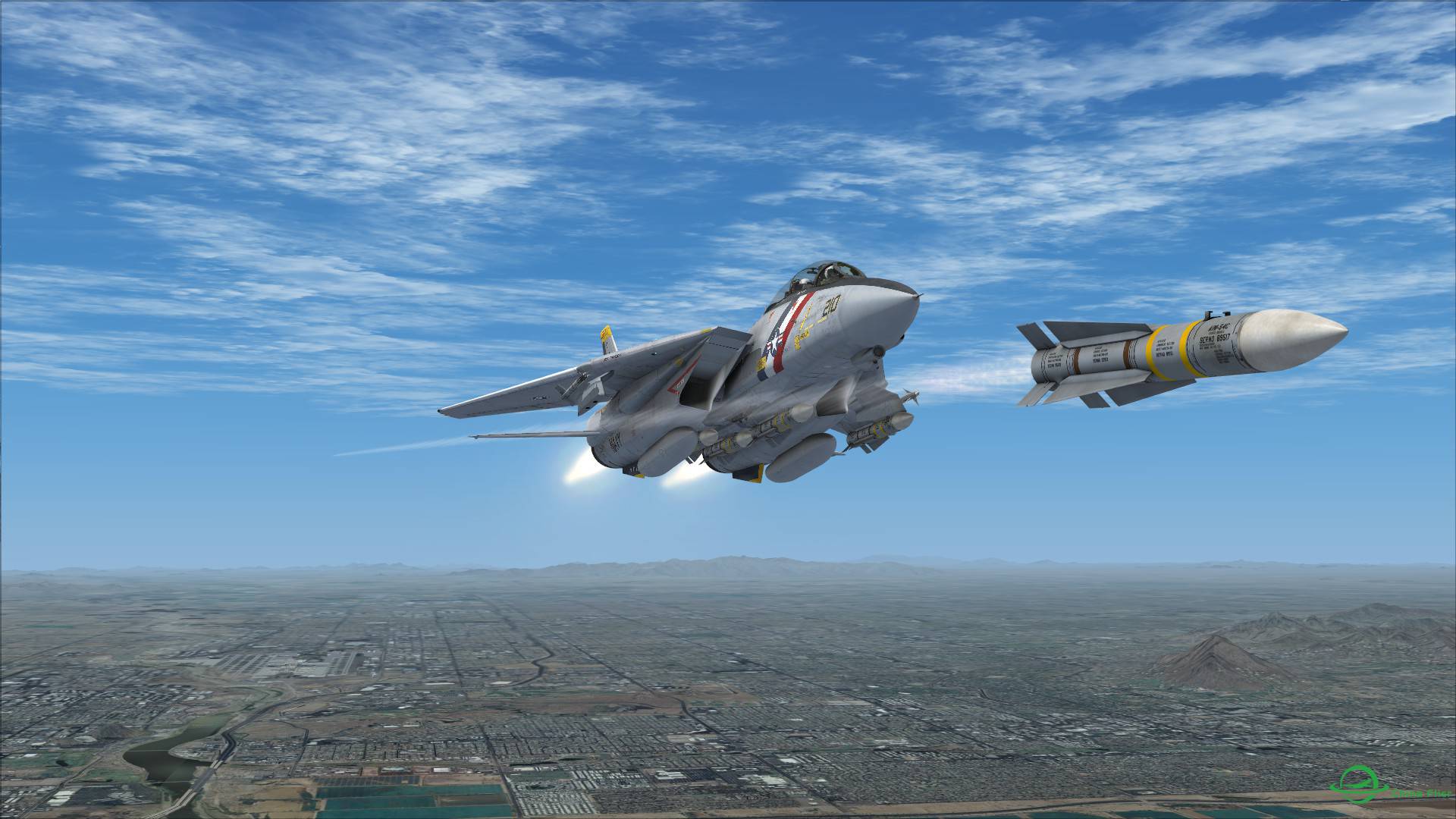 F-14雄猫发射AIM54不死鸟导弹击落靶机-4726 