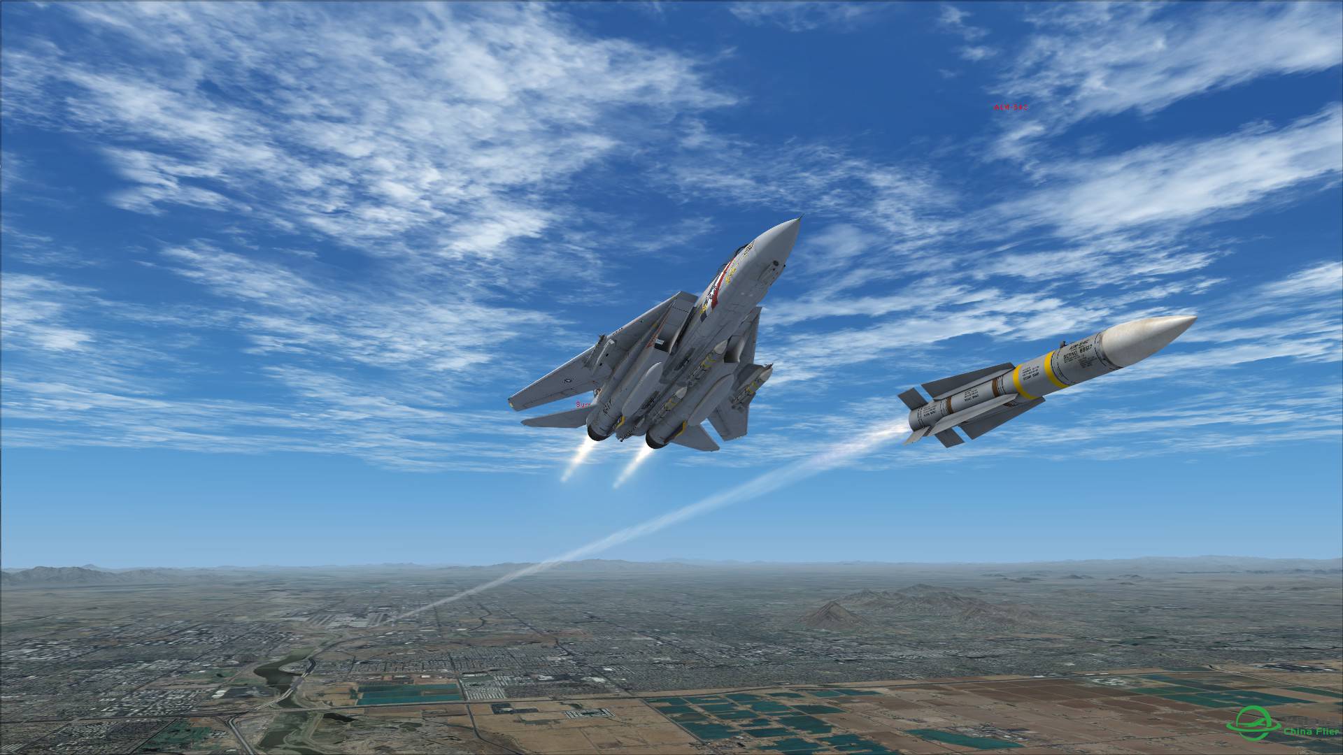 F-14雄猫发射AIM54不死鸟导弹击落靶机-8755 