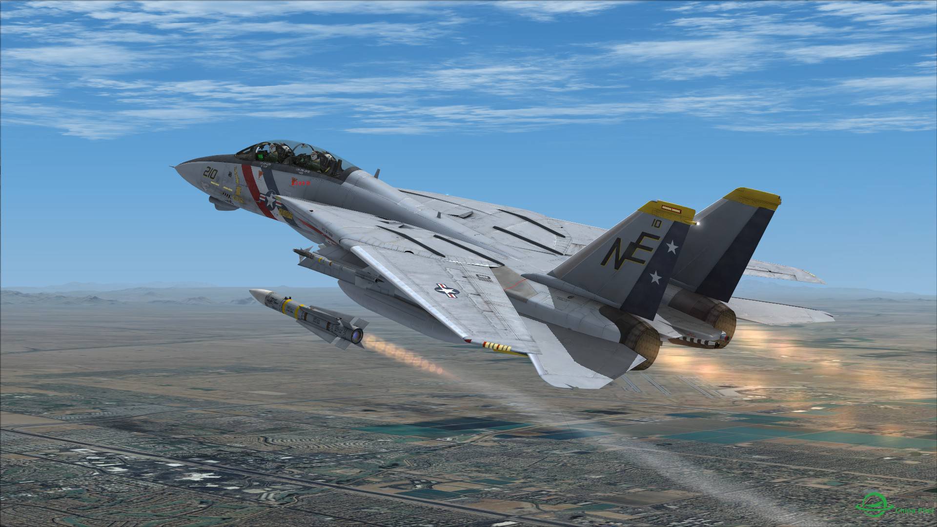 F-14雄猫发射AIM54不死鸟导弹击落靶机-6548 