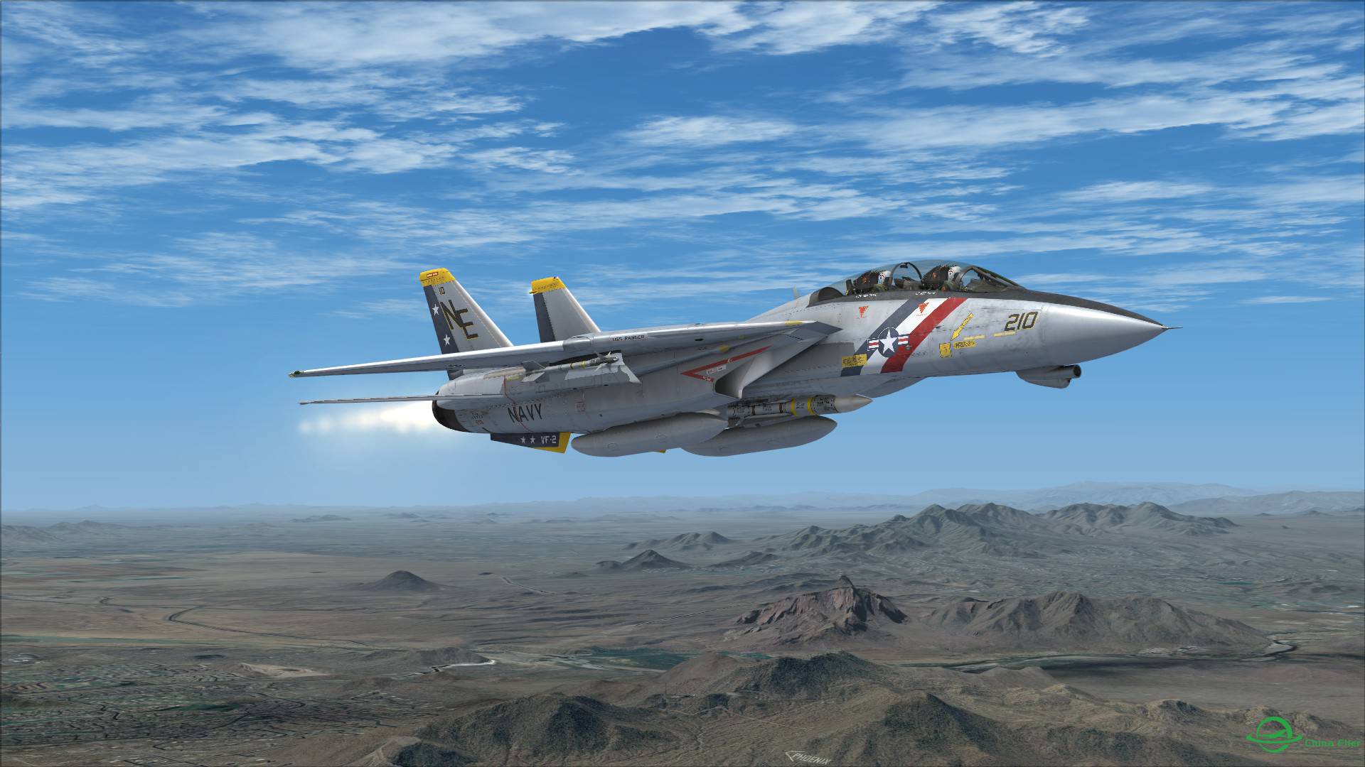F-14雄猫发射AIM54不死鸟导弹击落靶机-1440 