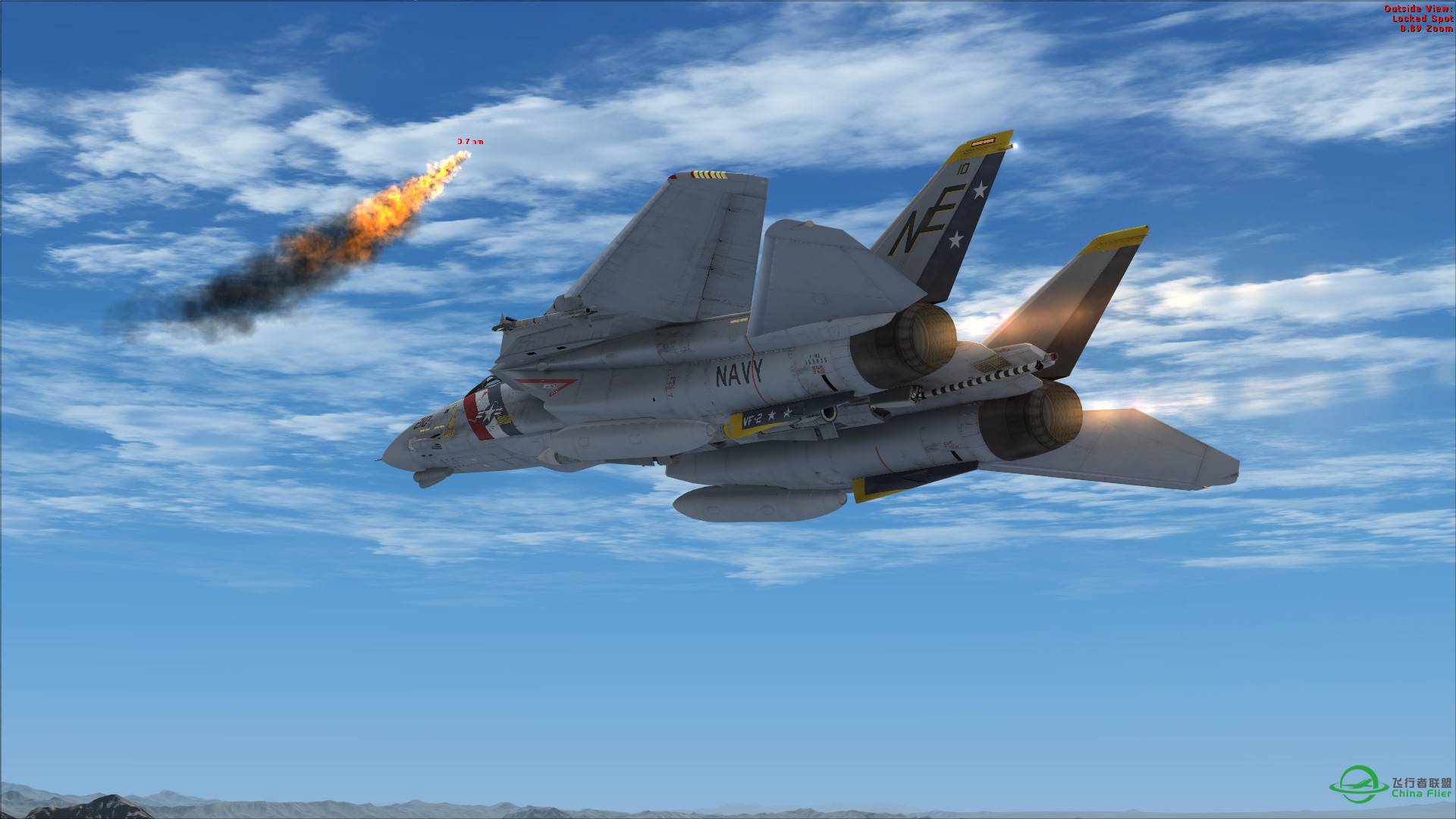 F-14雄猫发射AIM54不死鸟导弹击落靶机-5015 