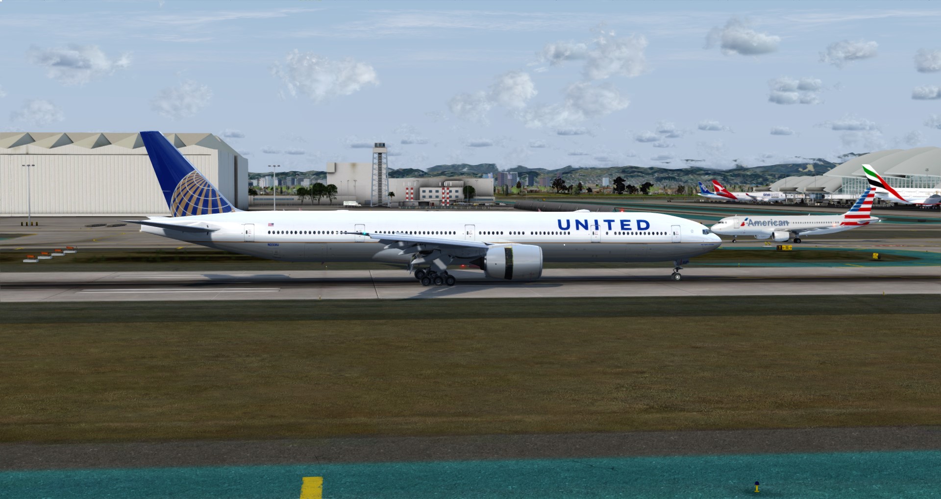 P3D V4 77W United Airlines ZGGG-KLAX-2421 