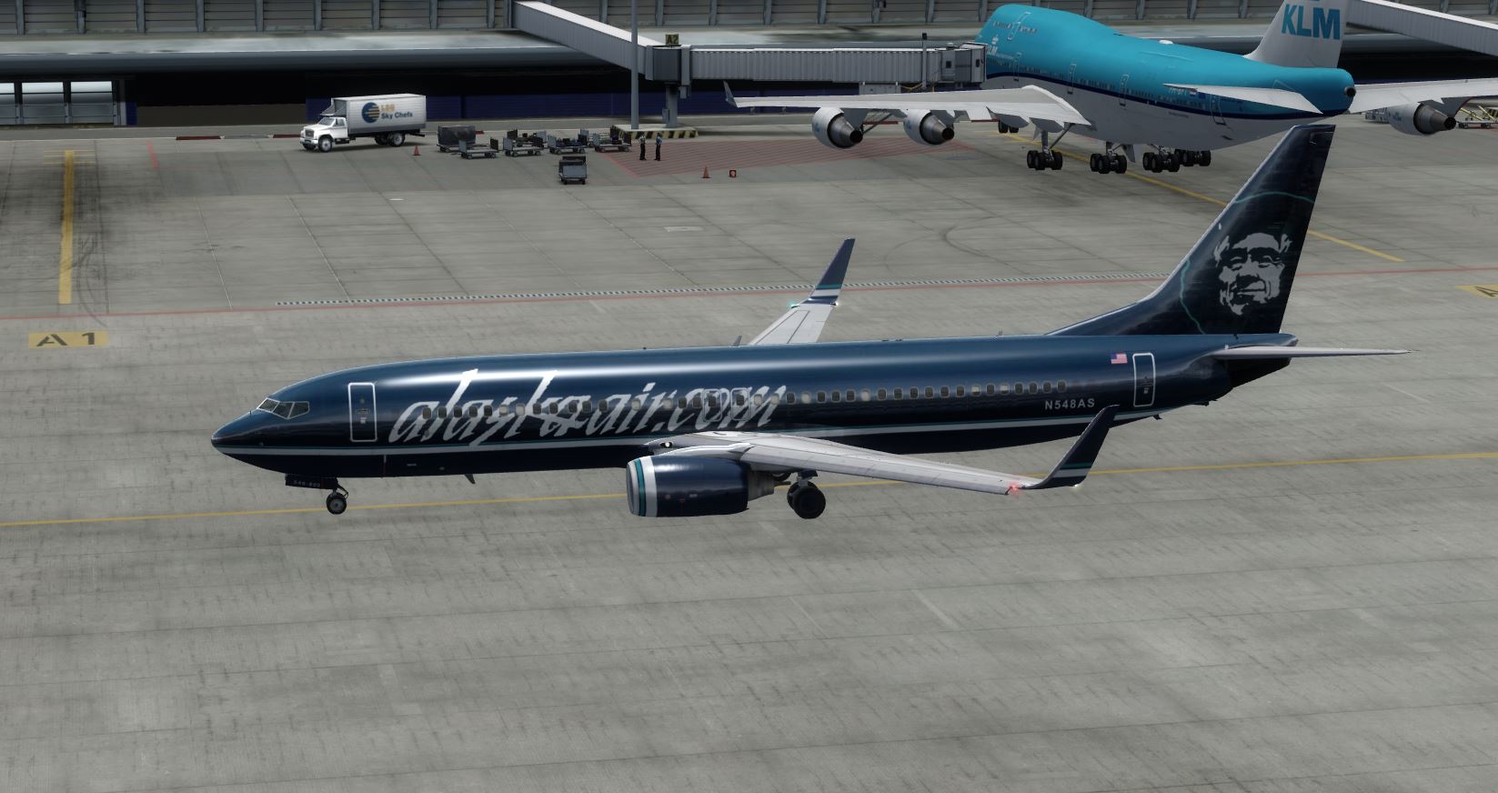 B737 Alaska Old Blue livery@ TNCM-4497 