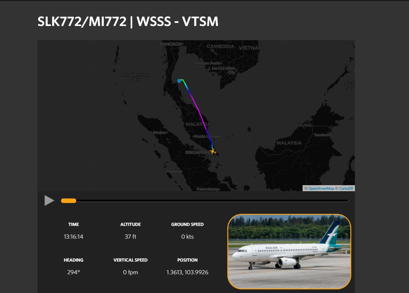 Silk Air WSSS-VTSM(Koh Samui)-770 