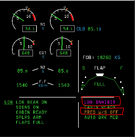 A320 E/WD上面显示的PRED W/S OFF是什么意思？-3026 