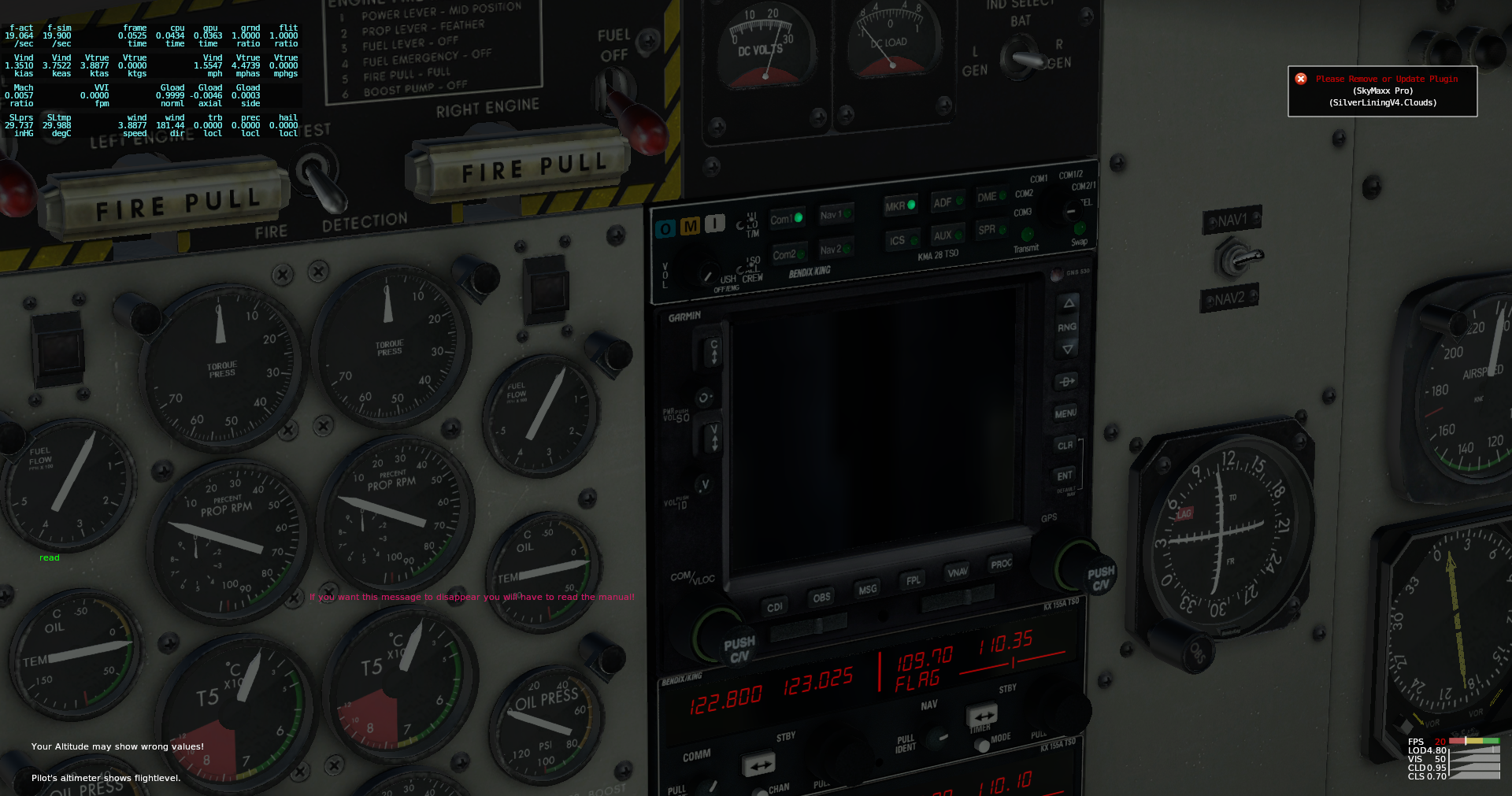 为什么RWDesign的DHC-6 Twin Otter 300冷舱启动无法开启GNS 530？-7477 