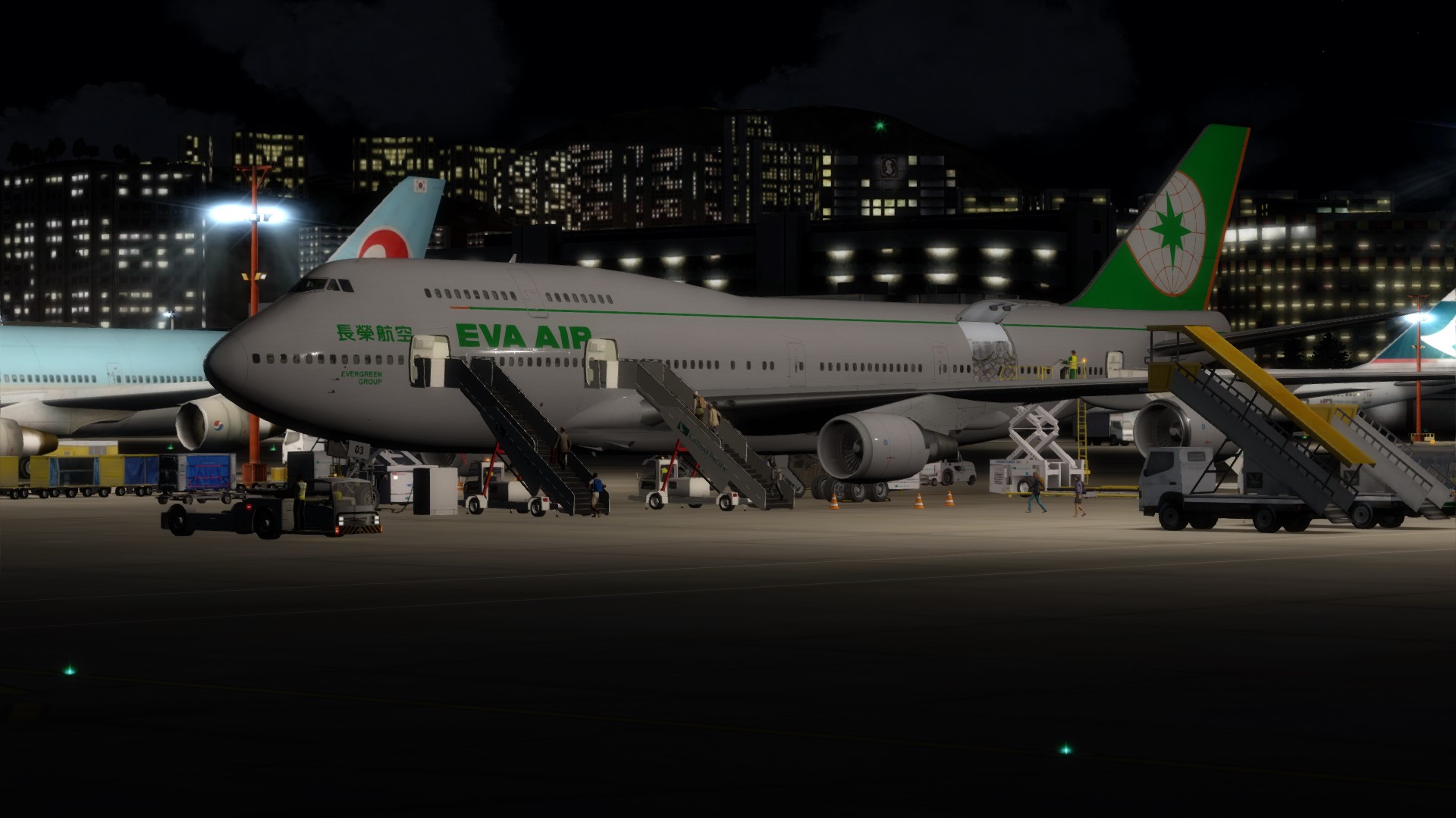 长荣航空747-45EM VHHX-VHHX夜间飞行-9963 