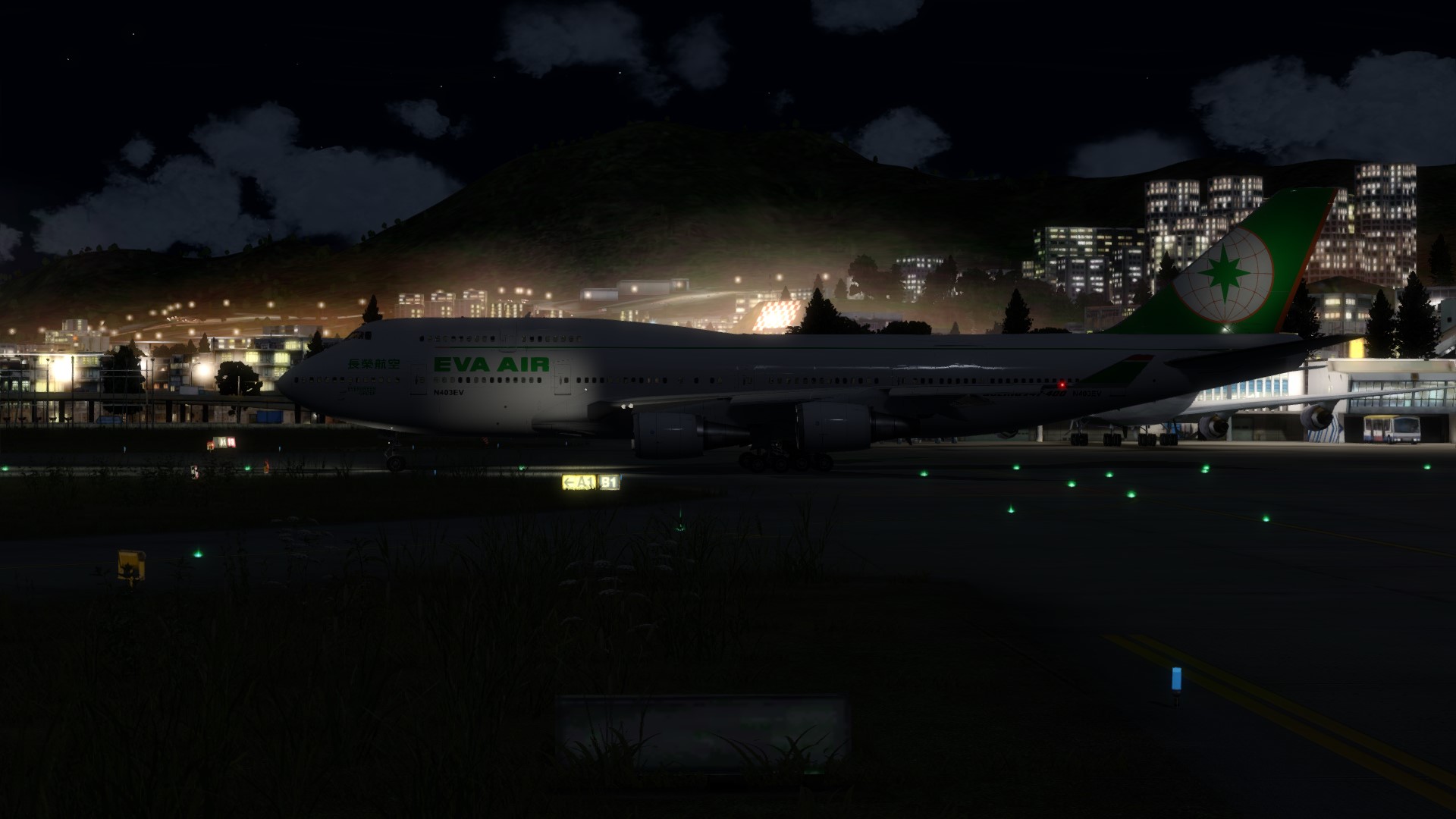 长荣航空747-45EM VHHX-VHHX夜间飞行-9121 