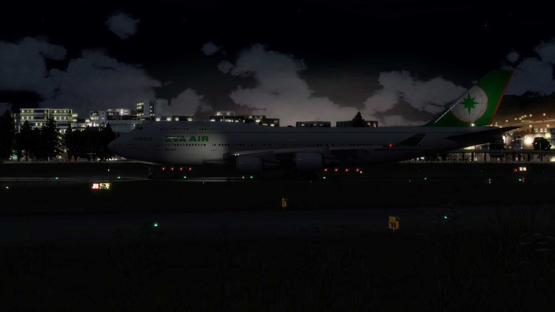 长荣航空747-45EM VHHX-VHHX夜间飞行-7729 