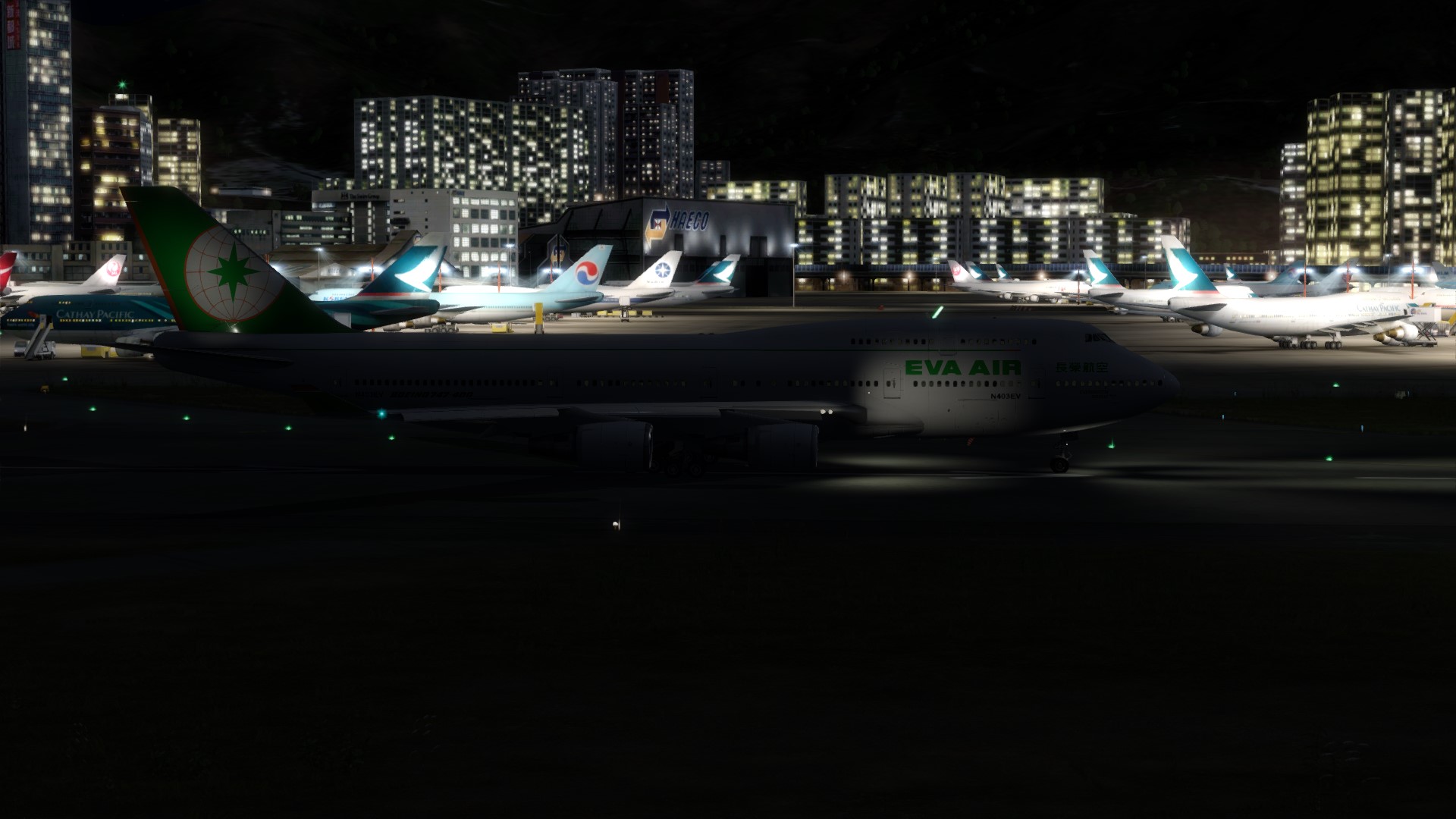 长荣航空747-45EM VHHX-VHHX夜间飞行-9276 