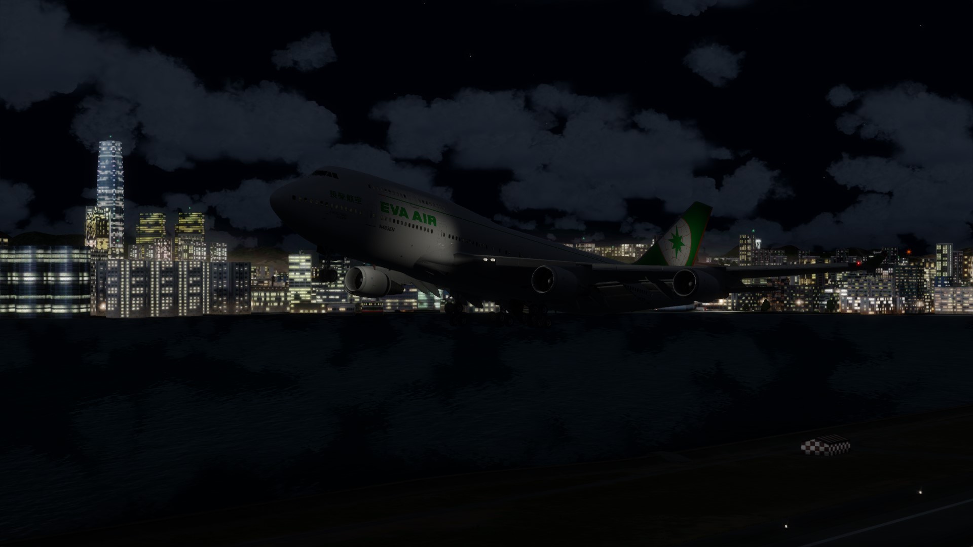 长荣航空747-45EM VHHX-VHHX夜间飞行-2052 