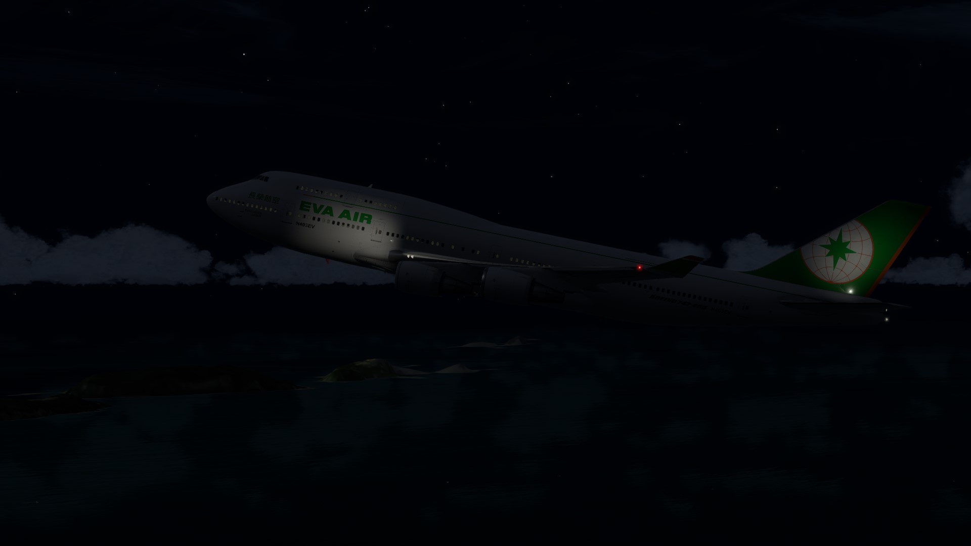 长荣航空747-45EM VHHX-VHHX夜间飞行-1809 