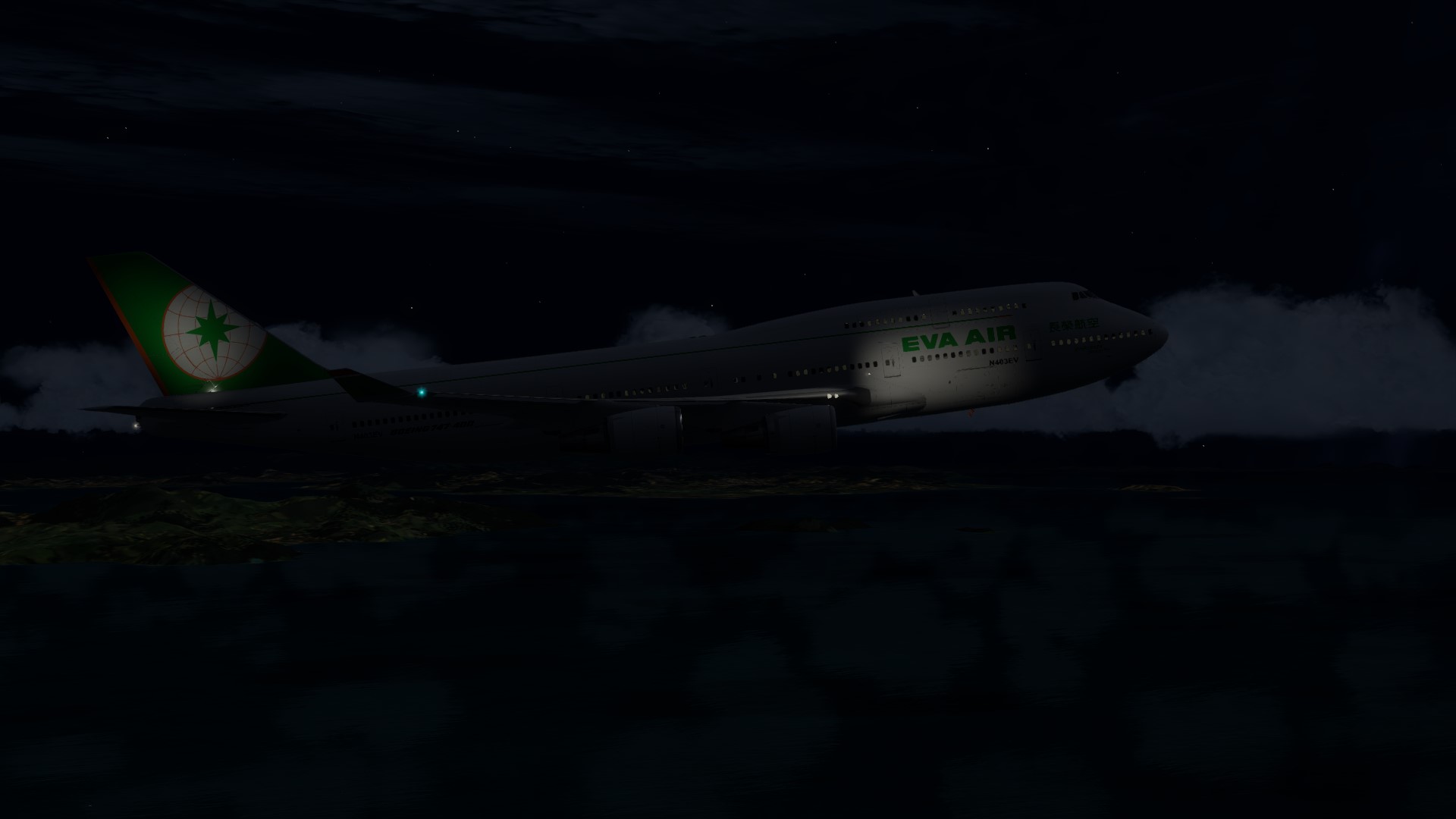 长荣航空747-45EM VHHX-VHHX夜间飞行-7488 