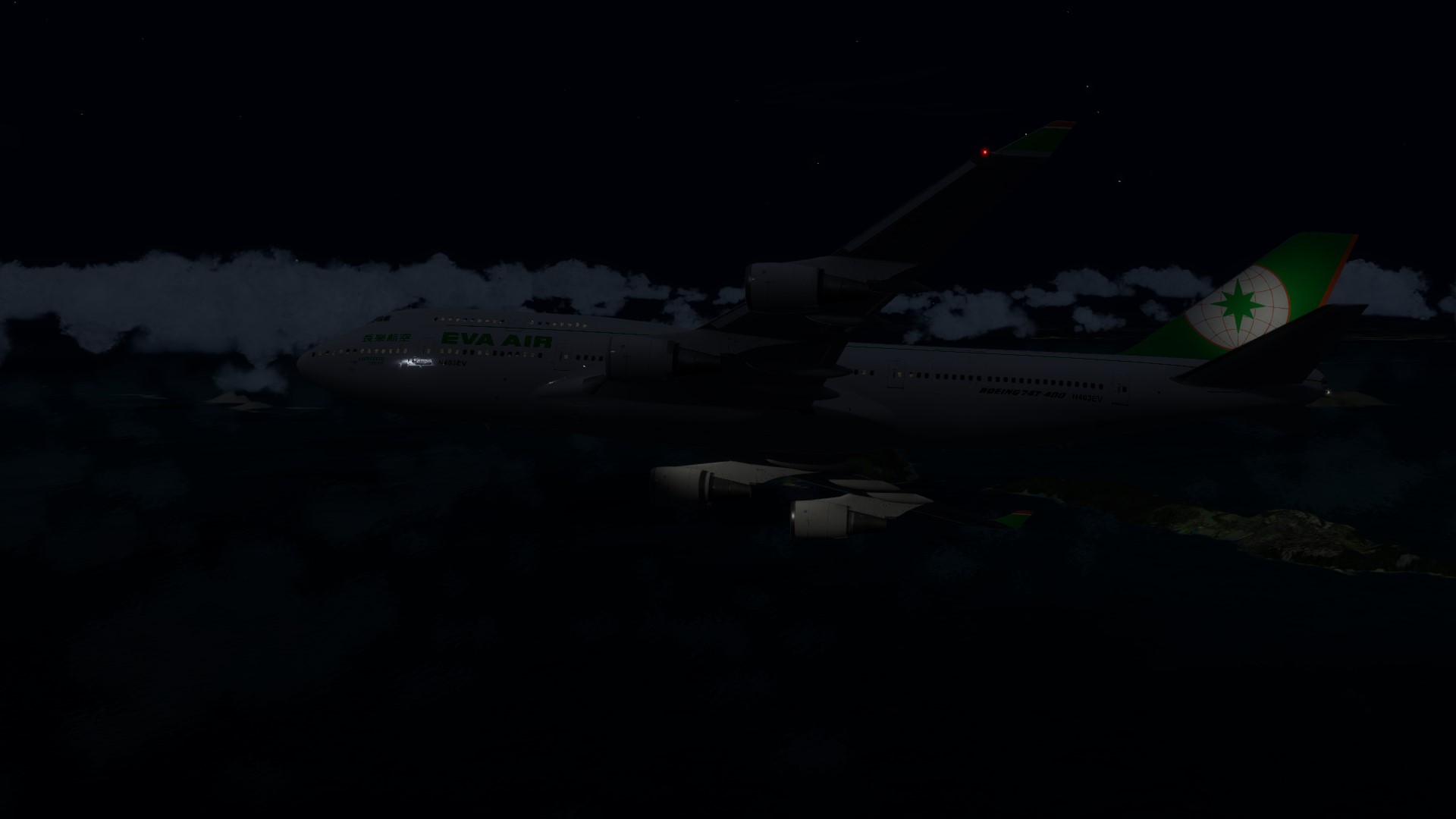 长荣航空747-45EM VHHX-VHHX夜间飞行-6753 