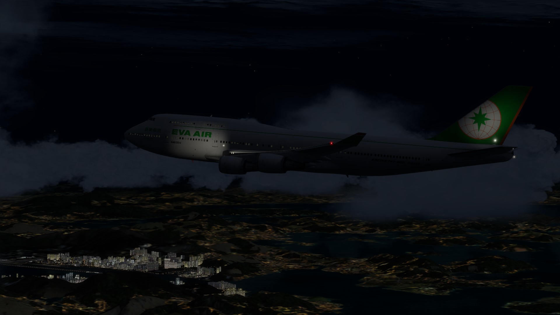 长荣航空747-45EM VHHX-VHHX夜间飞行-5071 
