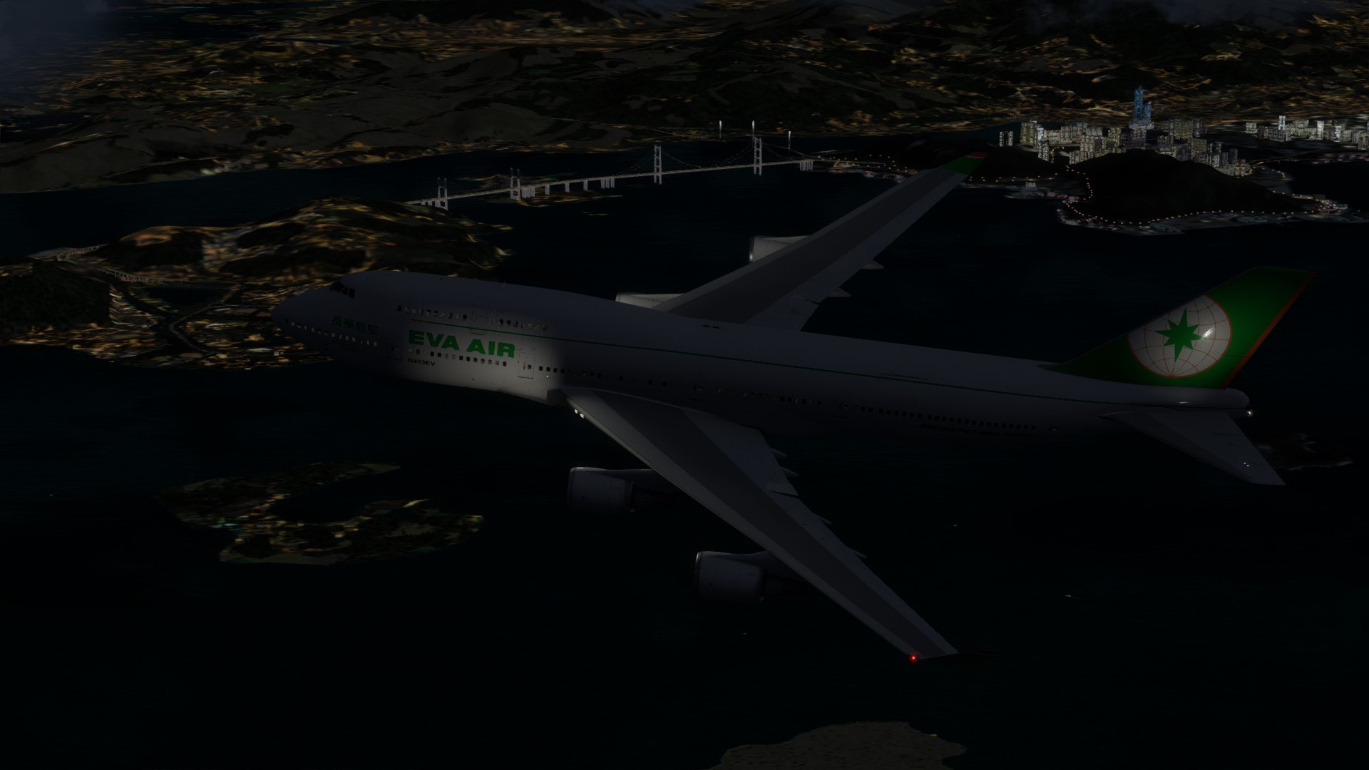 长荣航空747-45EM VHHX-VHHX夜间飞行-3296 