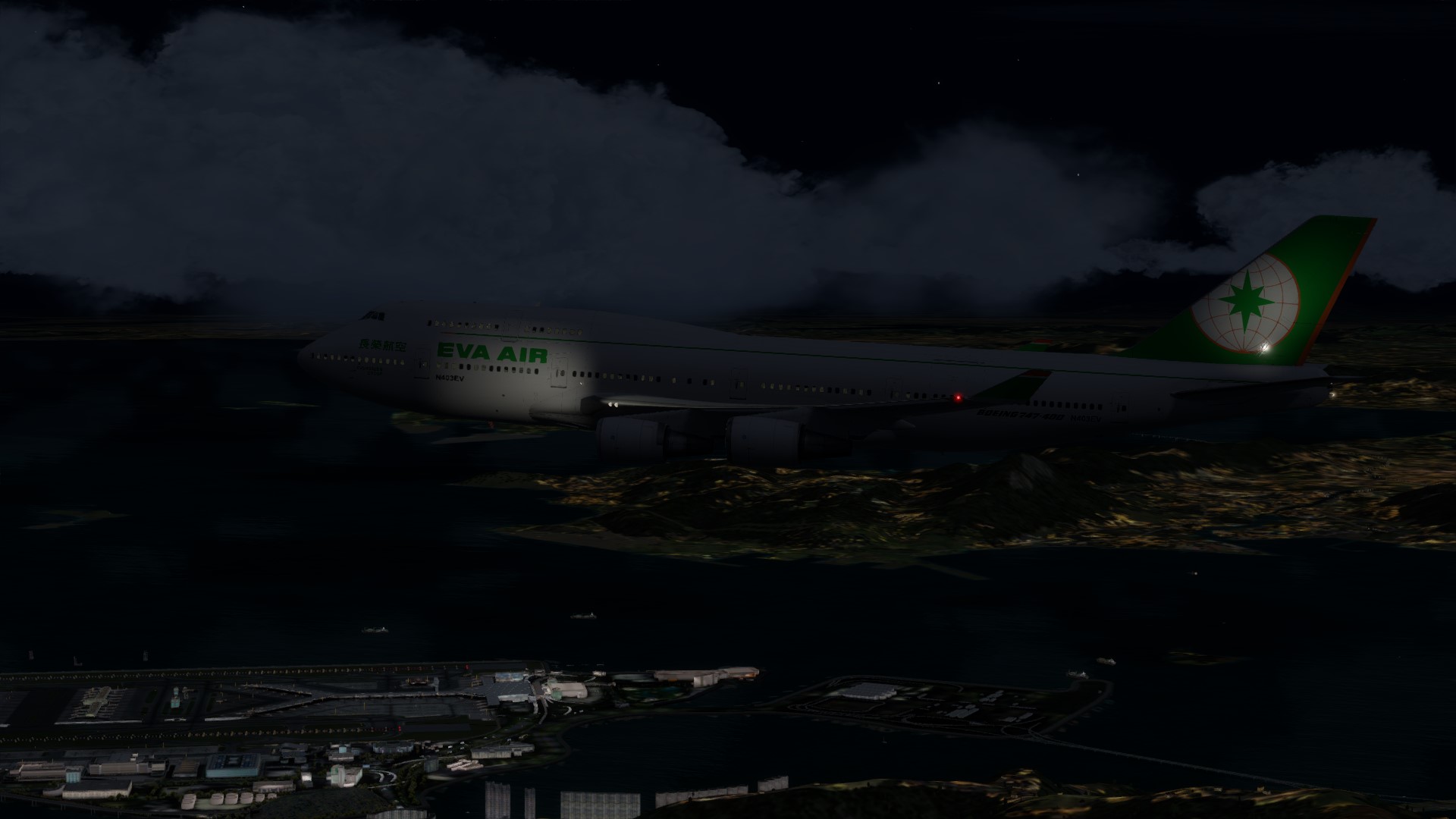 长荣航空747-45EM VHHX-VHHX夜间飞行-3793 