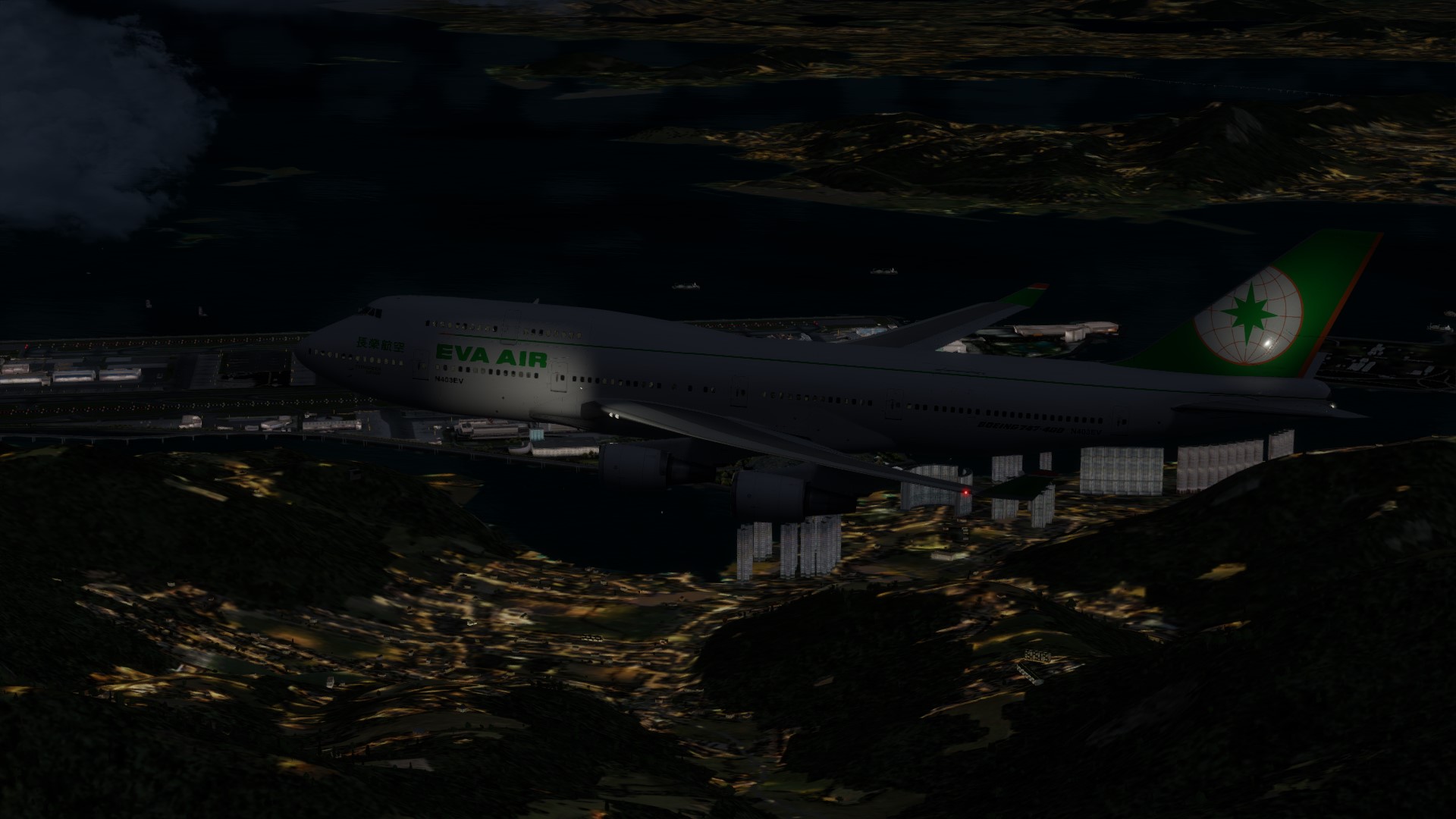 长荣航空747-45EM VHHX-VHHX夜间飞行-8358 