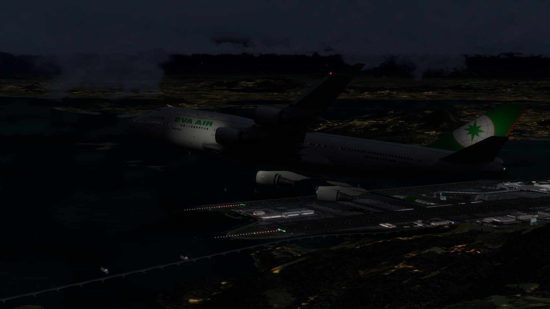 长荣航空747-45EM VHHX-VHHX夜间飞行-6766 
