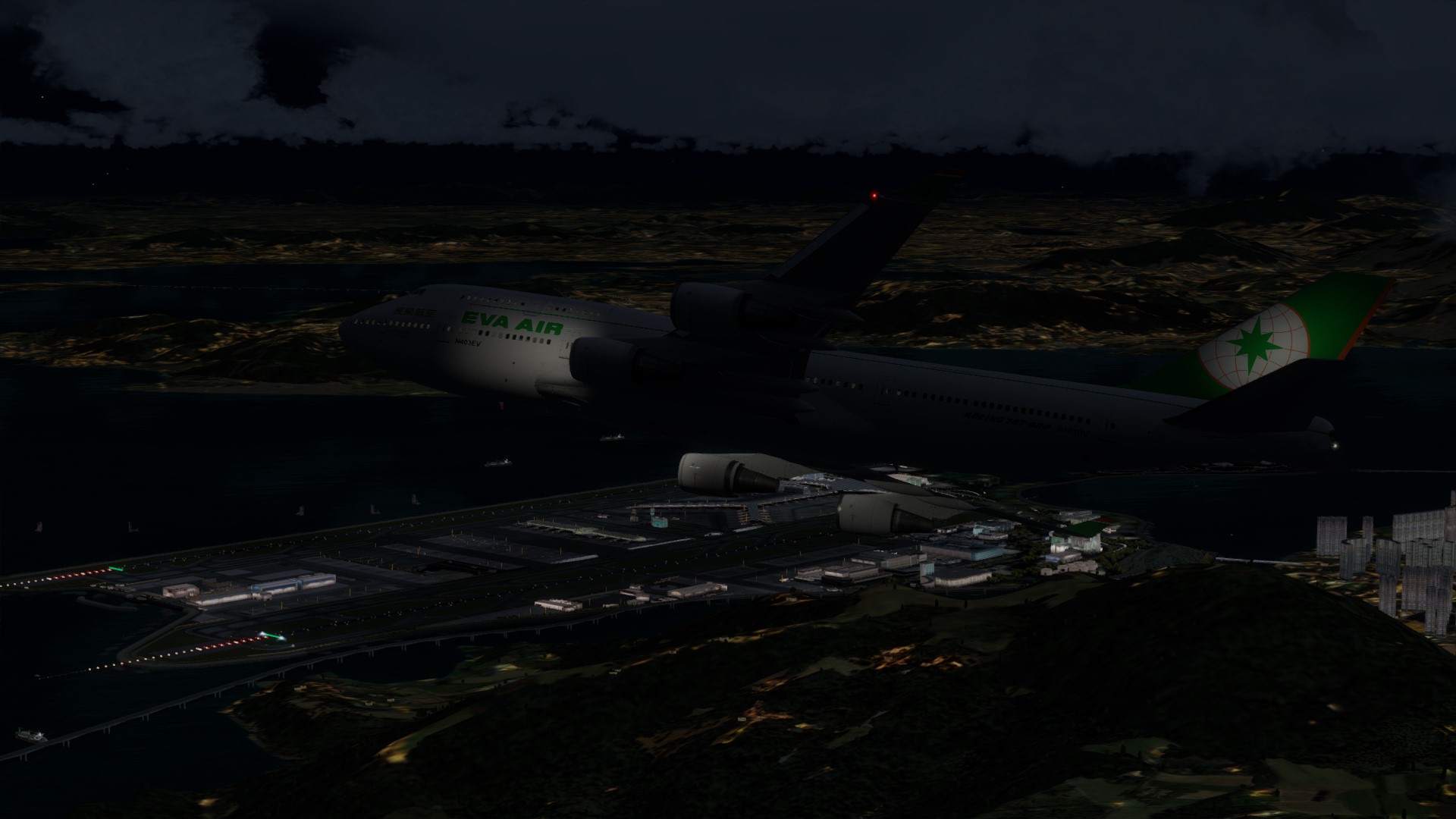 长荣航空747-45EM VHHX-VHHX夜间飞行-332 