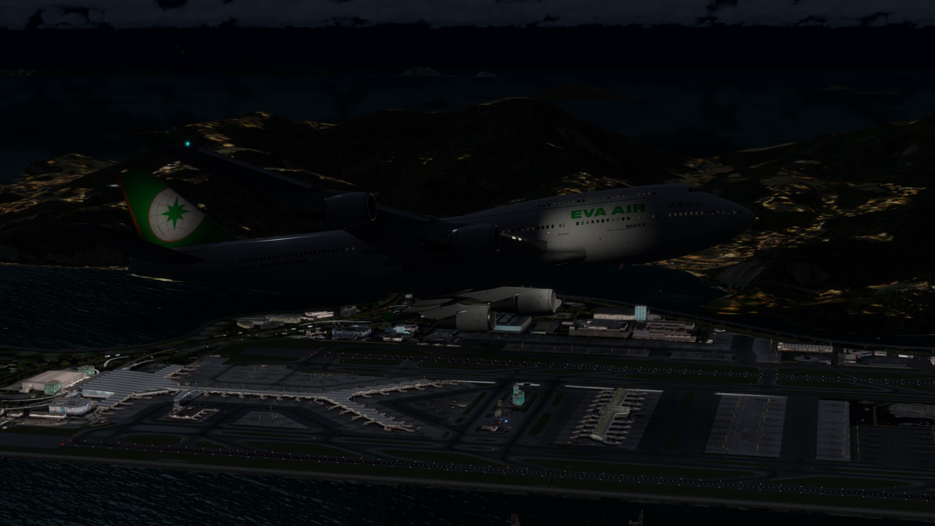 长荣航空747-45EM VHHX-VHHX夜间飞行-758 