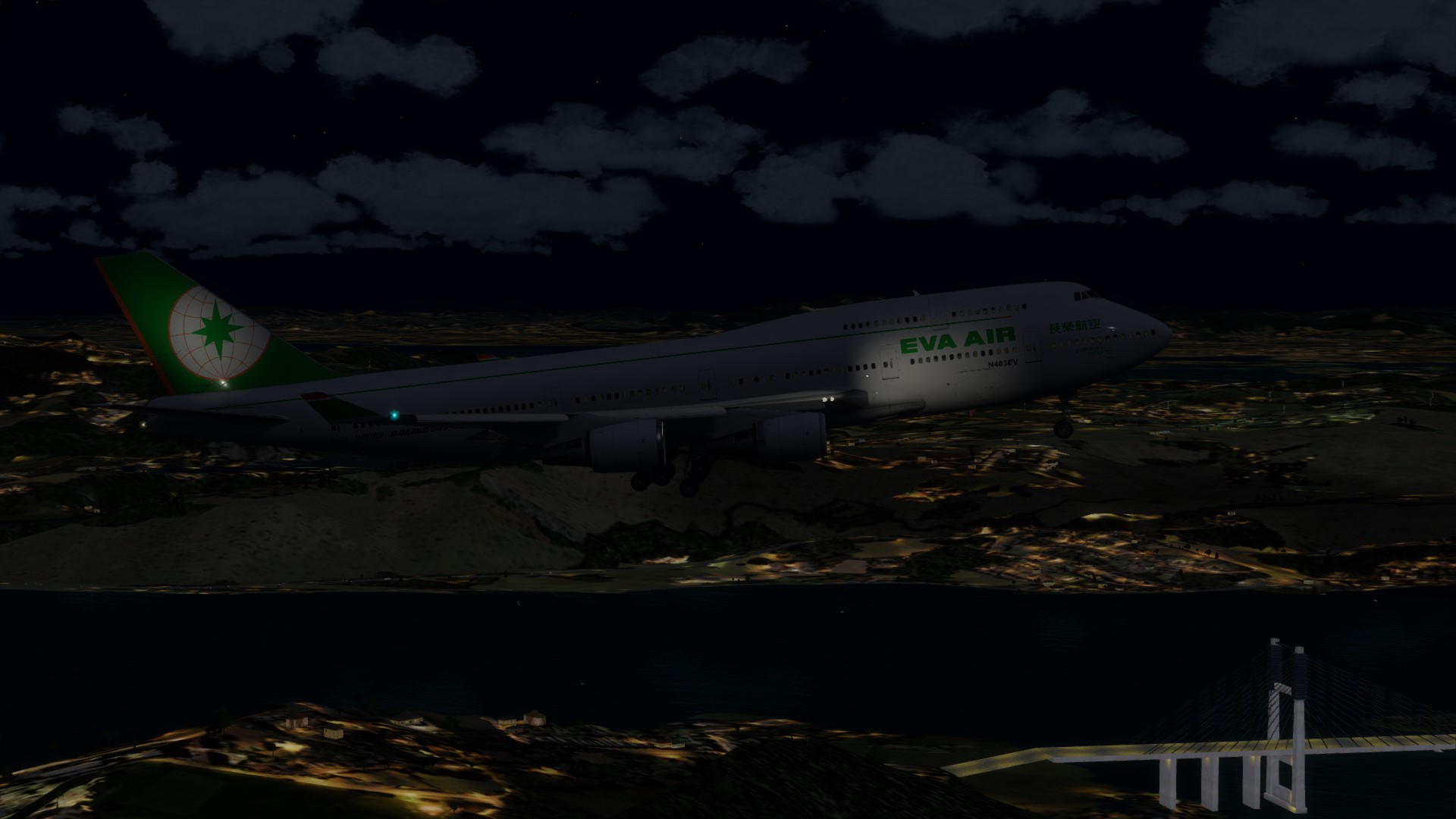 长荣航空747-45EM VHHX-VHHX夜间飞行-6016 