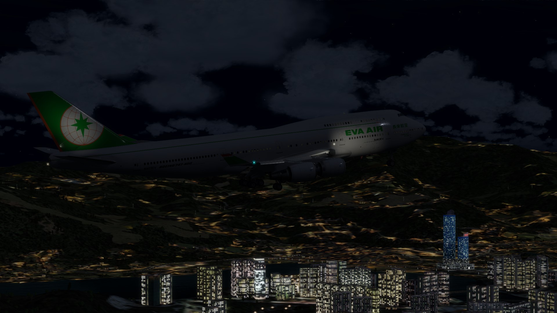 长荣航空747-45EM VHHX-VHHX夜间飞行-2866 