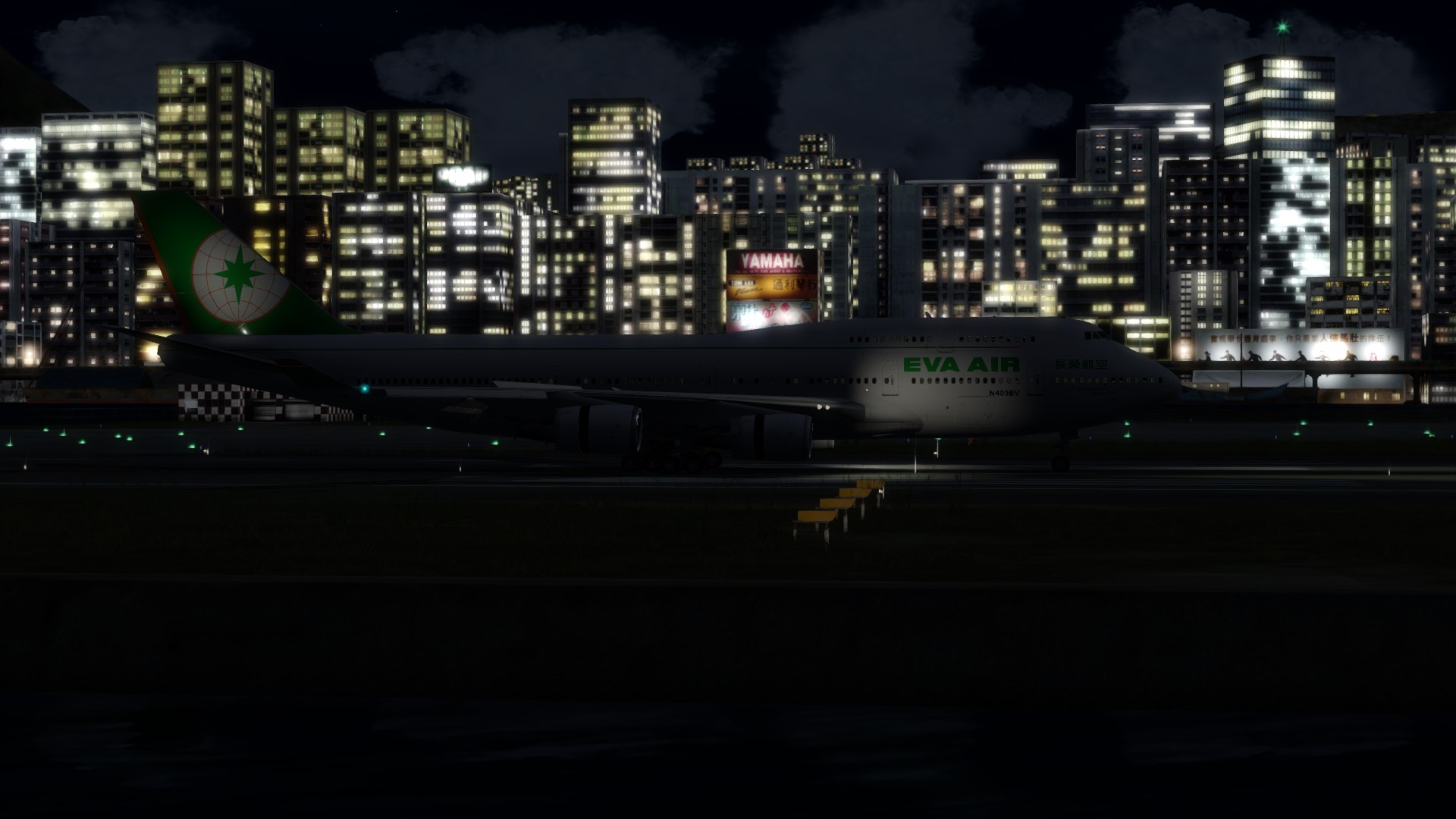 长荣航空747-45EM VHHX-VHHX夜间飞行-7735 