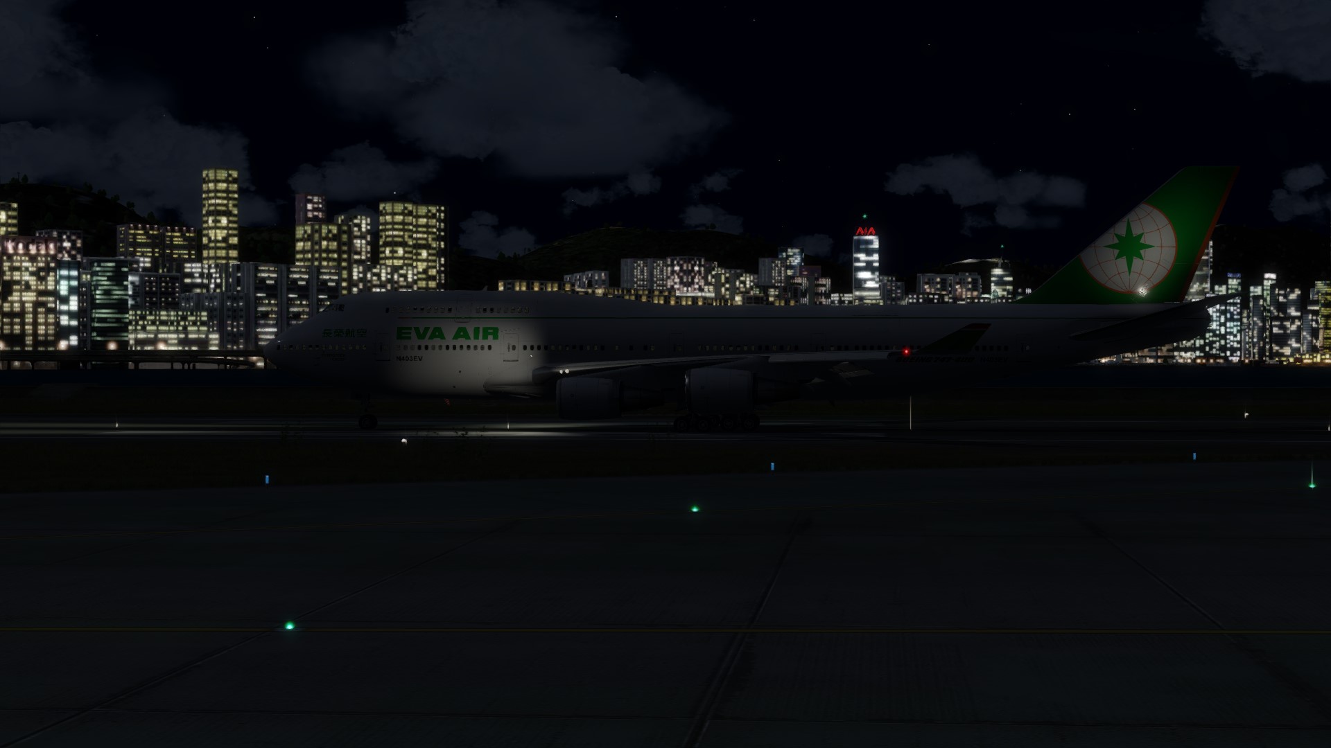 长荣航空747-45EM VHHX-VHHX夜间飞行-8392 