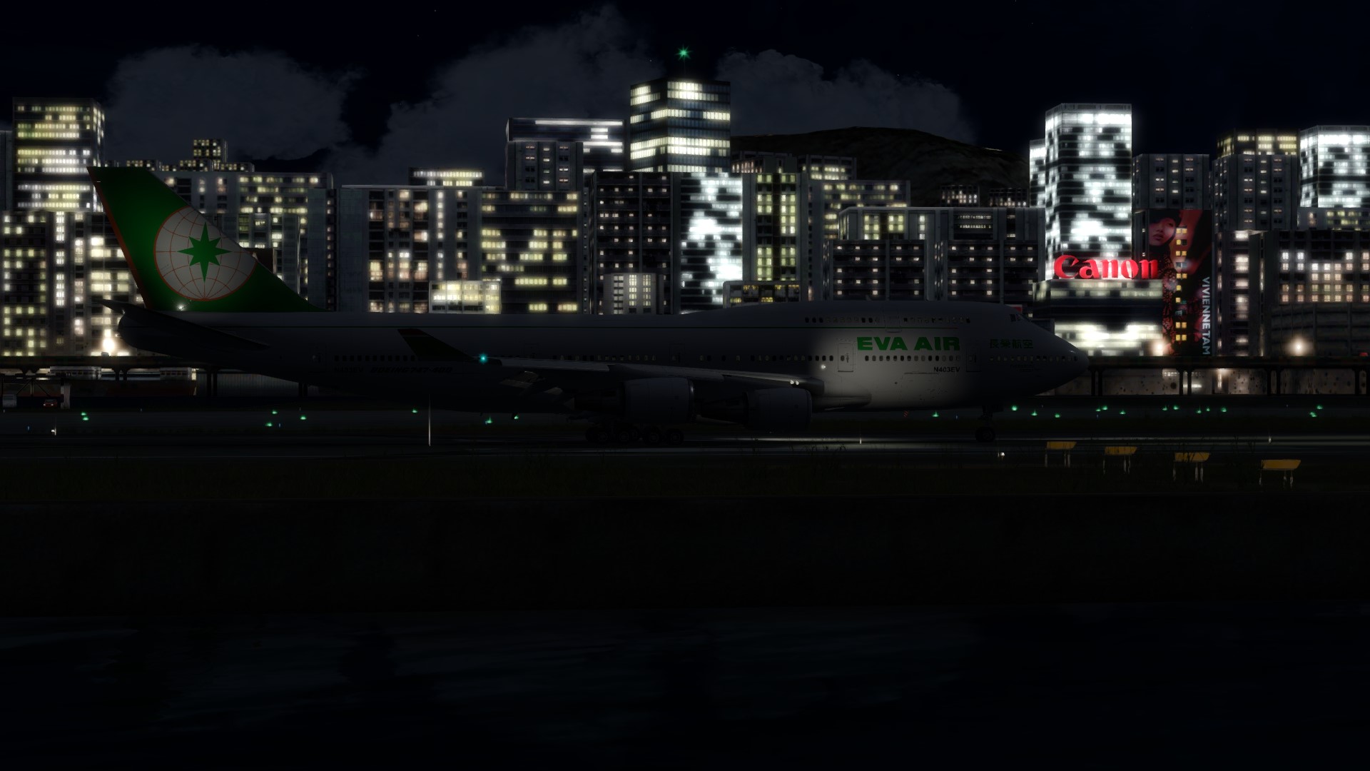 长荣航空747-45EM VHHX-VHHX夜间飞行-1 