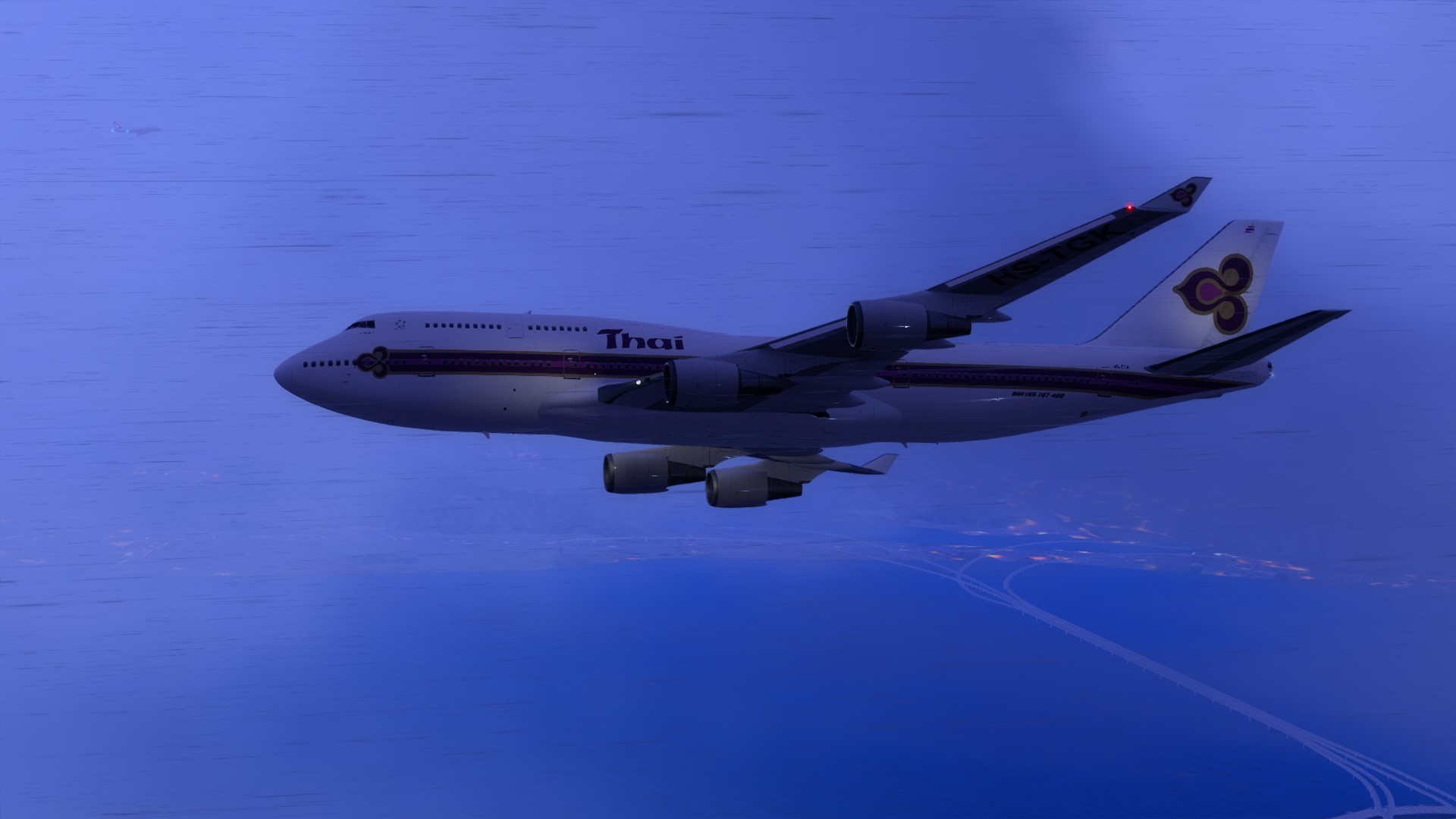 泰航747-4D7降落启德机场-2430 