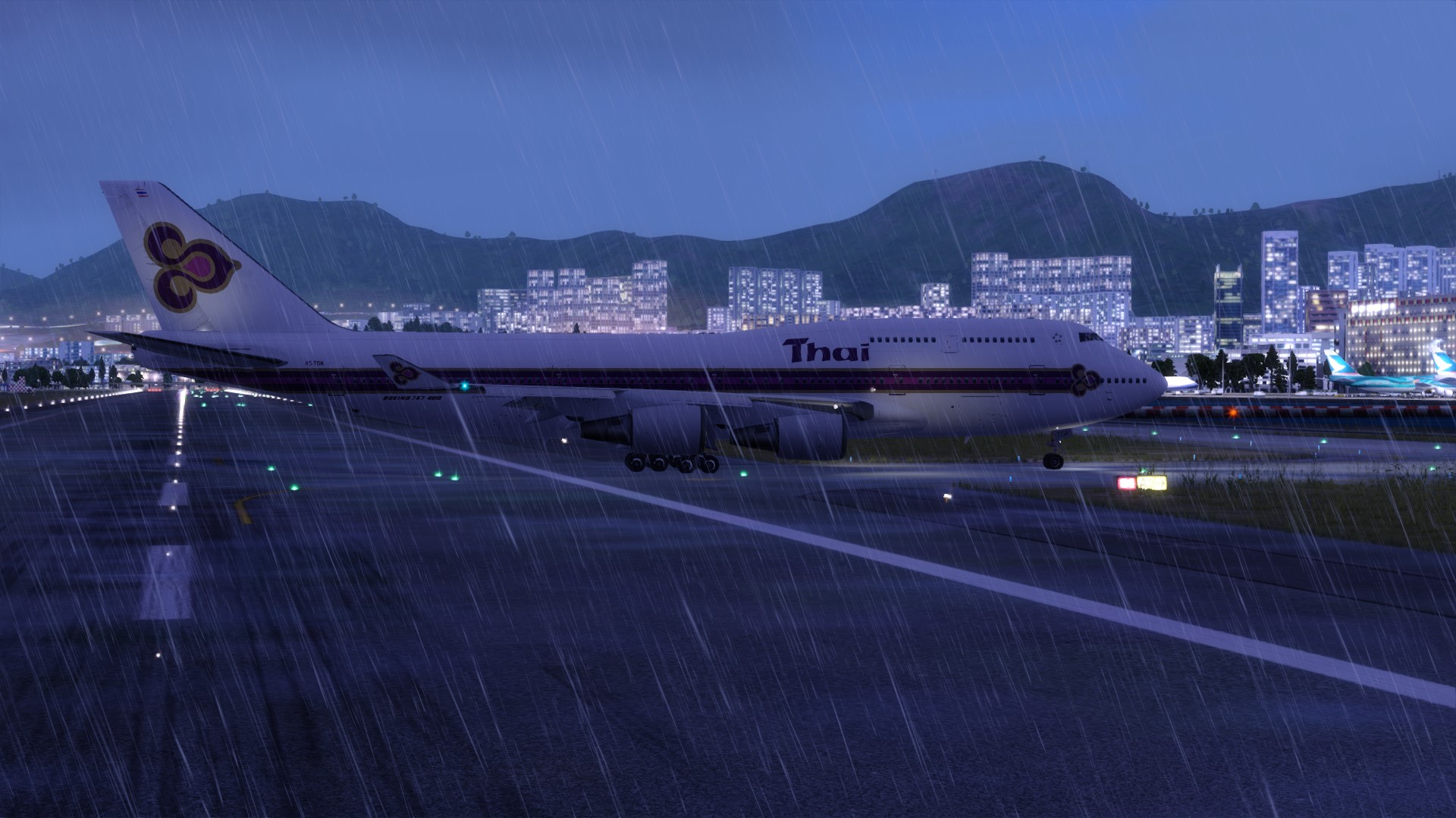 泰航747-4D7降落启德机场-3224 