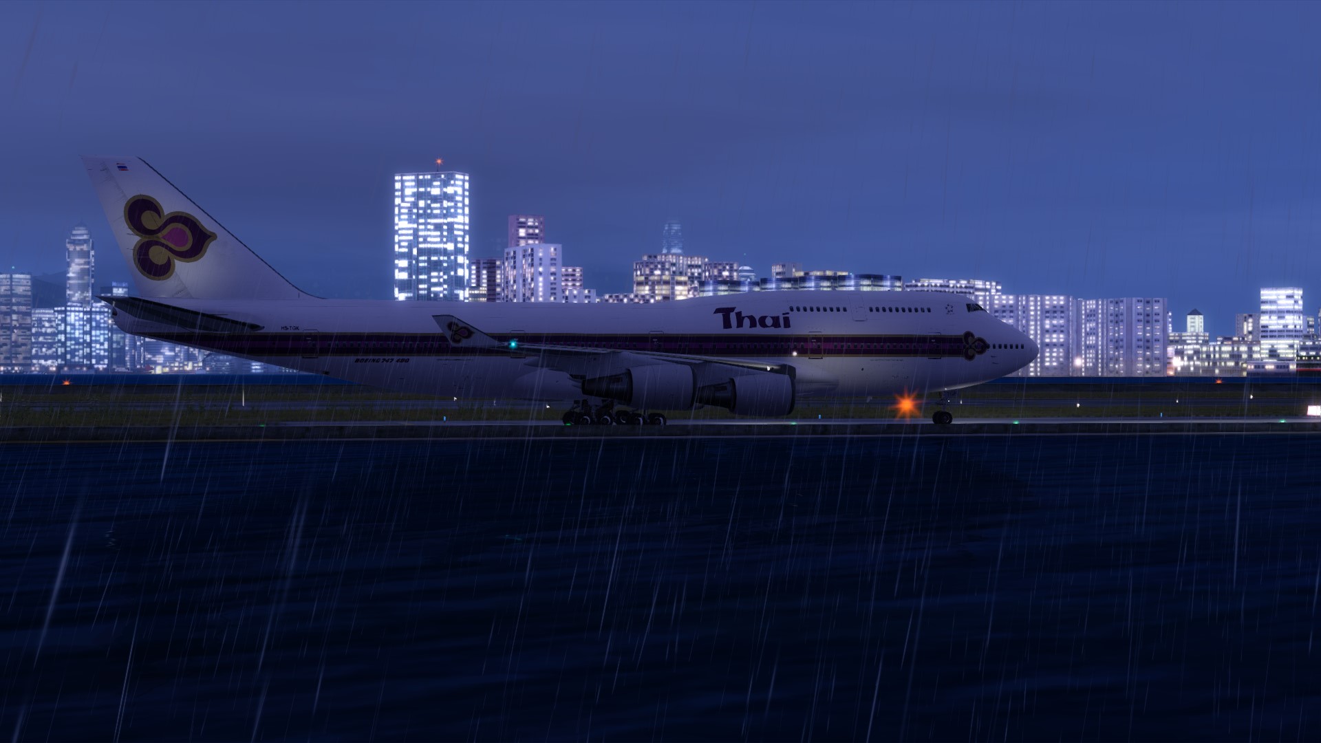 泰航747-4D7降落启德机场-4878 