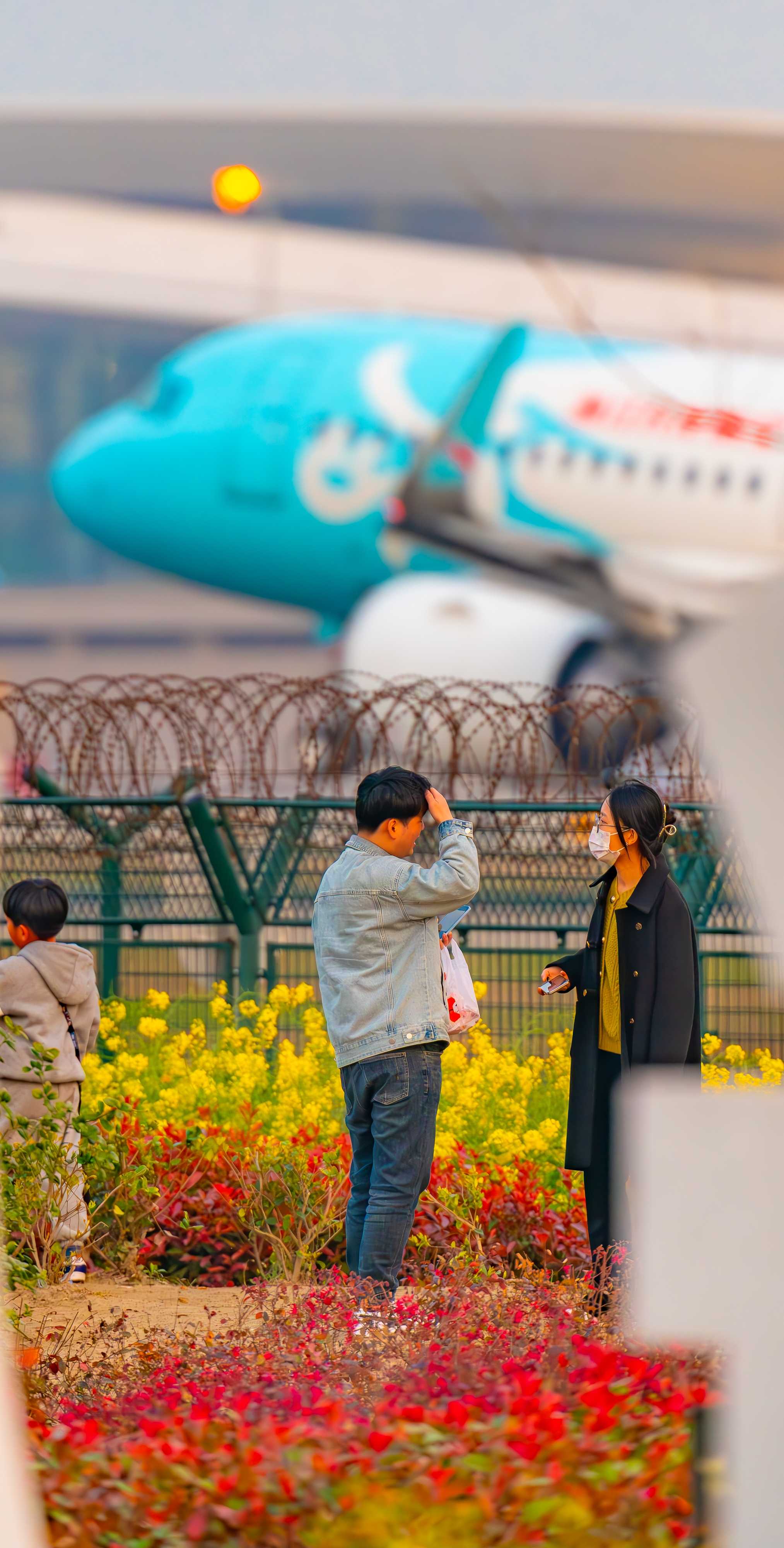 油菜花里拍大鸟，杭州萧山机场拍飞机-4765 